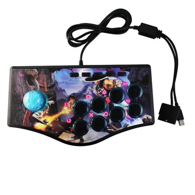 FULL-Retro Arcade Game Rocker Controller Usb Joystick For Ps2/Ps3/Pc/Android Smart Tv Built-In Vibrator Eight Direction Joystick