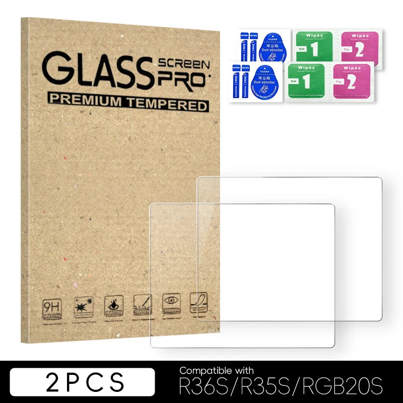 Glass+Bag for R36S/R35S Handheld Screen Protector Tempered Glass Protective Film & Portable Storage Case for R36S Accessories