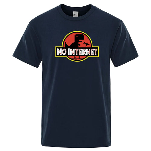 Camiseta de dinosaurio caricaturesco Impresa Camiseta sin internet para hombre Camiseta divertida de dino Harajuku Tops Parque Jurásico fuera de línea Camiseta para hombre