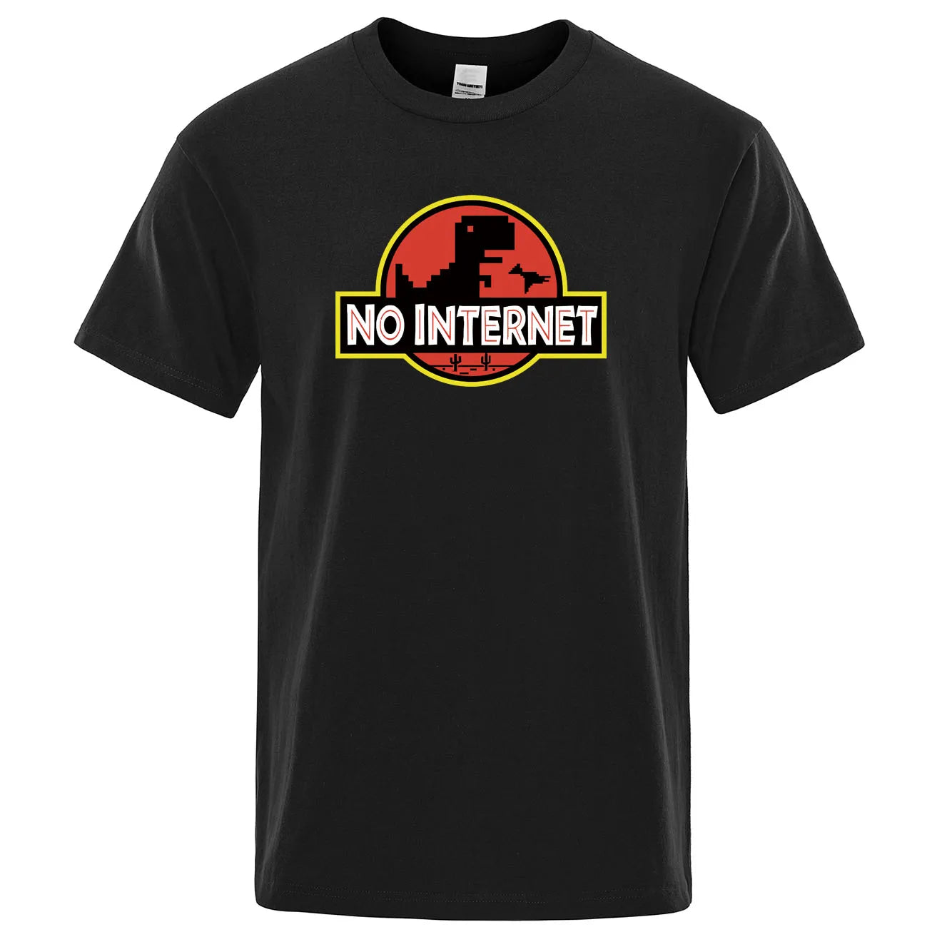 Camiseta de dinosaurio caricaturesco Impresa Camiseta sin internet para hombre Camiseta divertida de dino Harajuku Tops Parque Jurásico fuera de línea Camiseta para hombre