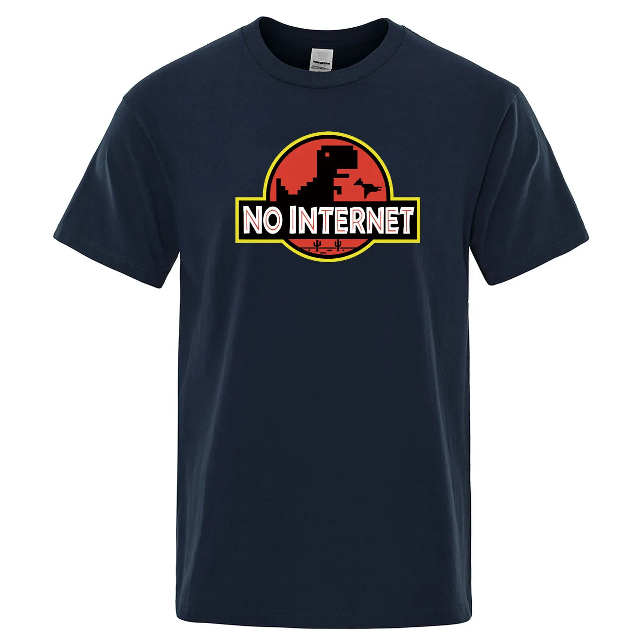 Camiseta de dinosaurio caricaturesco Impresa Camiseta sin internet para hombre Camiseta divertida de dino Harajuku Tops Parque Jurásico fuera de línea Camiseta para hombre