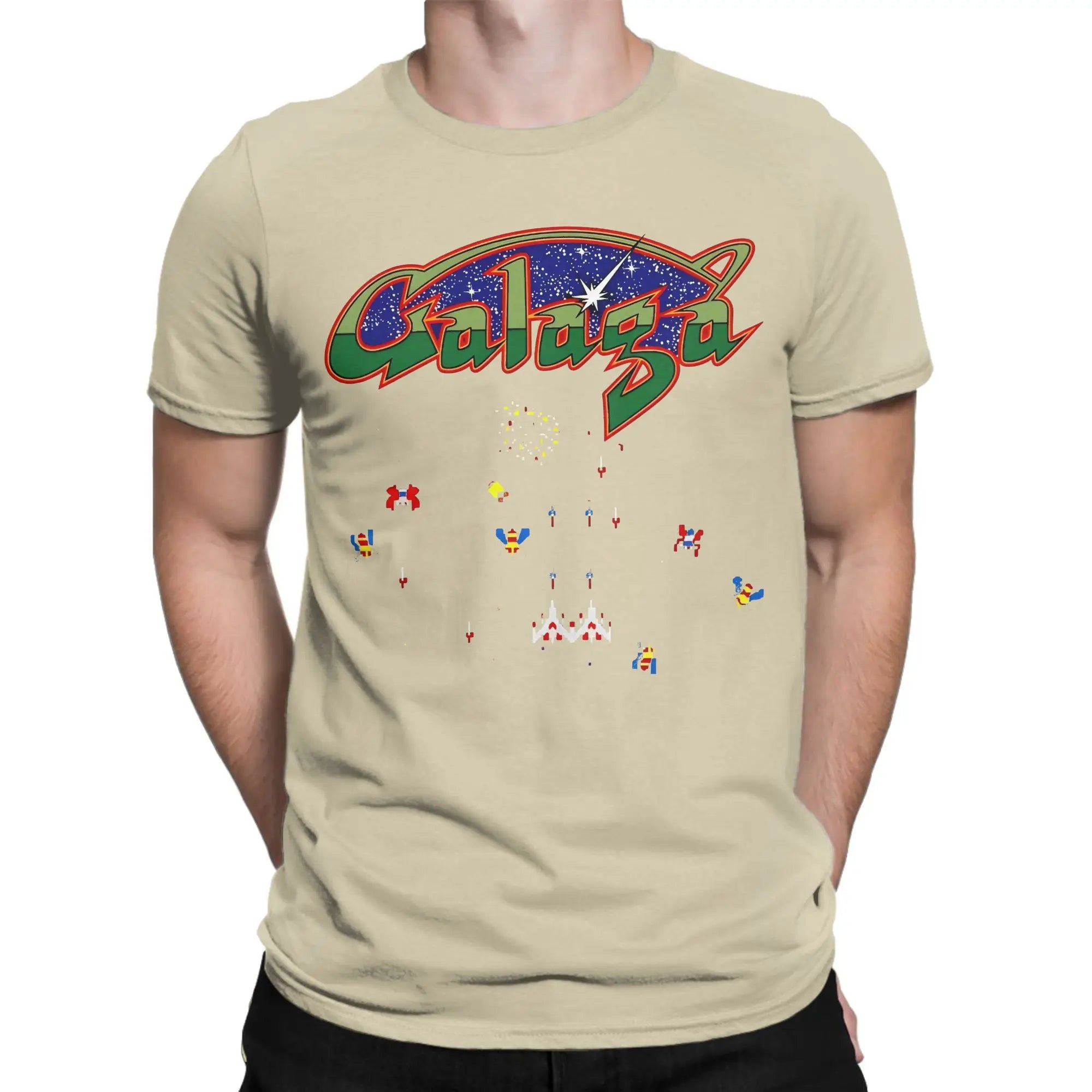 Camiseta Unisex de Algodón con Gráfico Impreso para Fans de los Videojuegos Arcada Galaga