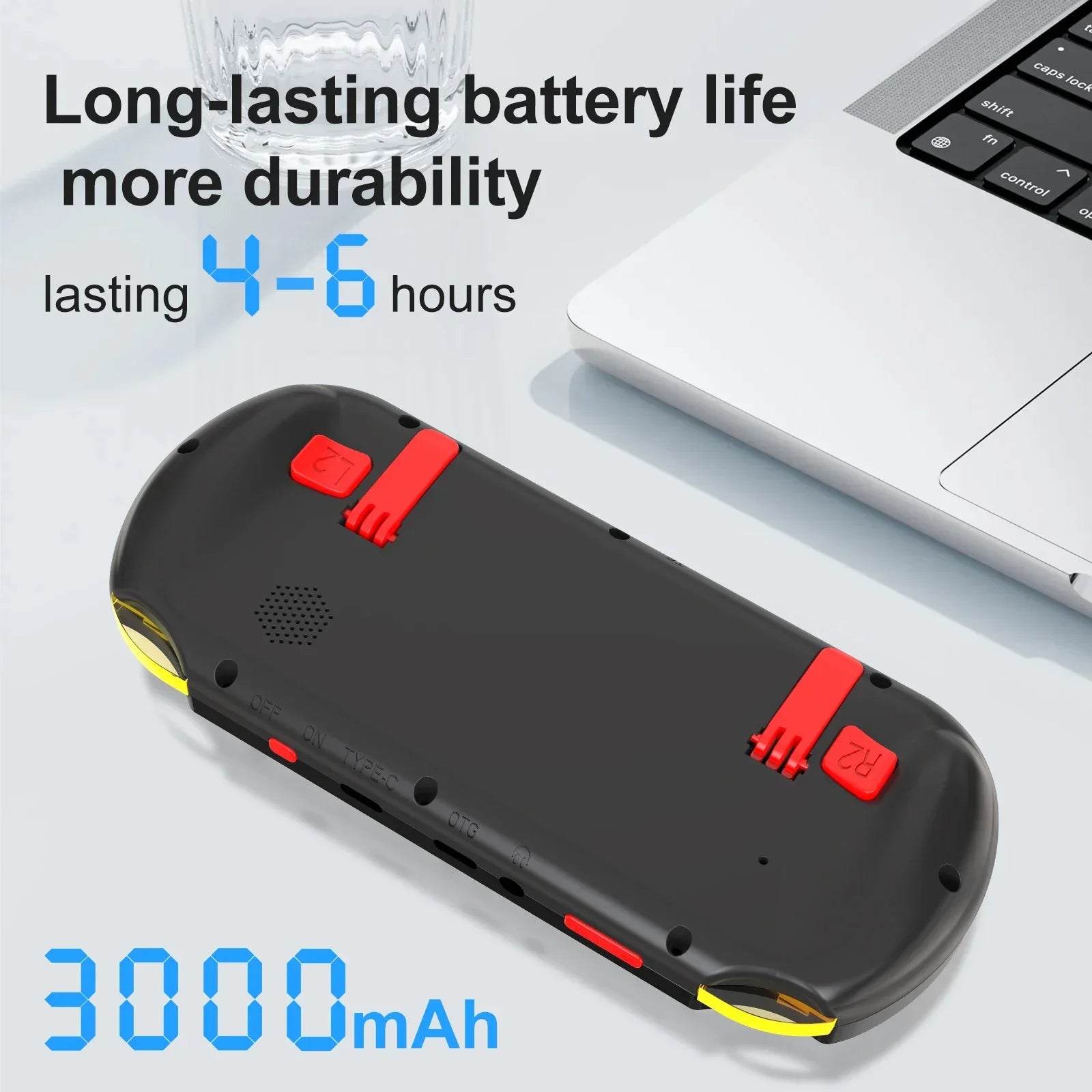 GAMINJA ANS16 Consola de Videojuegos Portátil de Código Abierto con Pantalla IPS de 4.5 Pulgadas, Iluminación RGB, Retro, 64GB para PS1/GBA/SFC