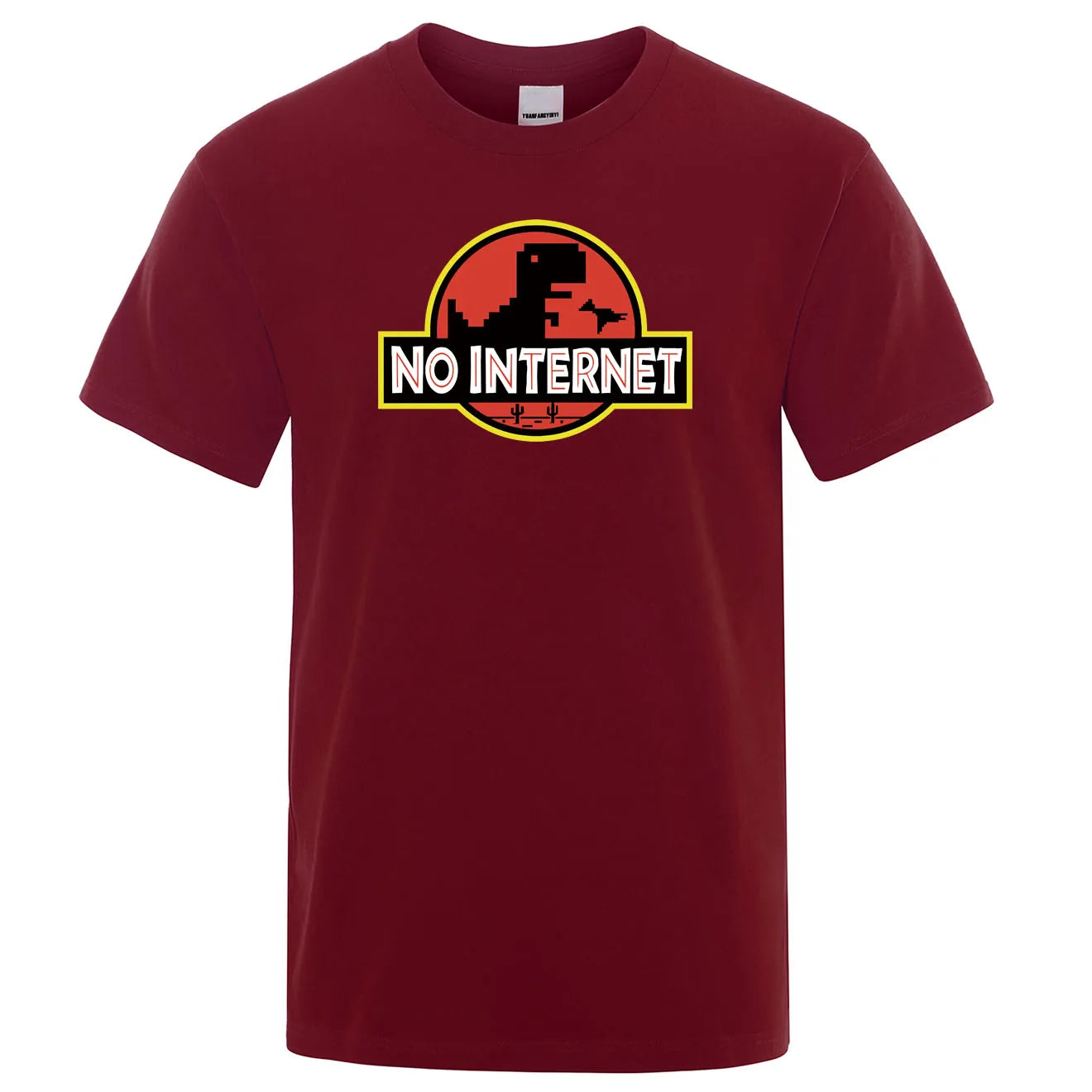 Camiseta de dinosaurio caricaturesco Impresa Camiseta sin internet para hombre Camiseta divertida de dino Harajuku Tops Parque Jurásico fuera de línea Camiseta para hombre