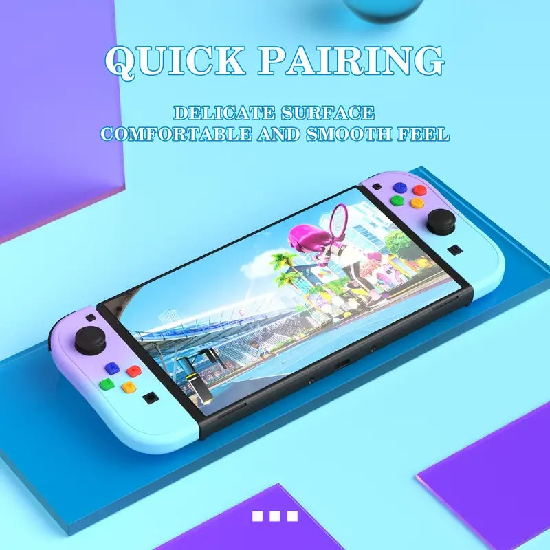 Mando inalámbrico Joy-Con de repuesto para Switch/Lite/OLED con detección de movimiento, doble vibración y eje giroscópico. Incluye agarre cómodo.