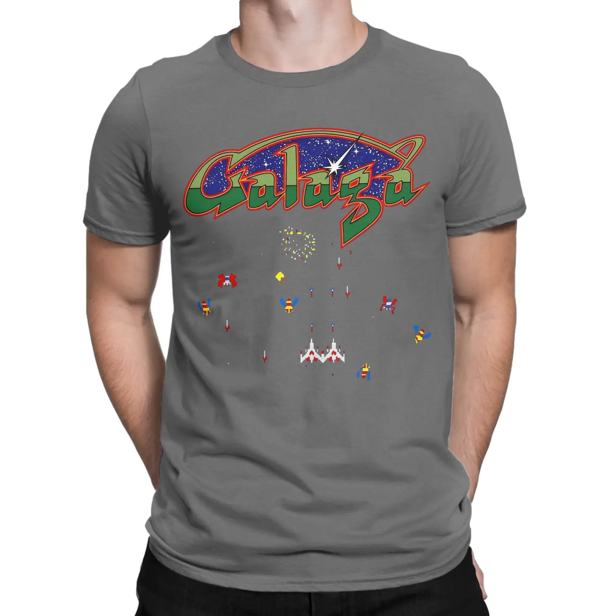 Camiseta Unisex de Algodón con Gráfico Impreso para Fans de los Videojuegos Arcada Galaga