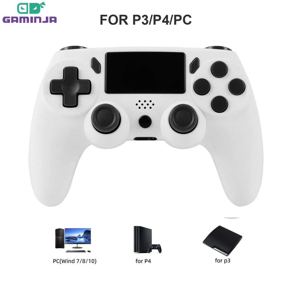 Gamepad inalámbrico GAMINJA con giroscopio de 6 ejes, joystick para PC, panel táctil, vibración Dual para PS4, PS3, PC, controlador multifunción