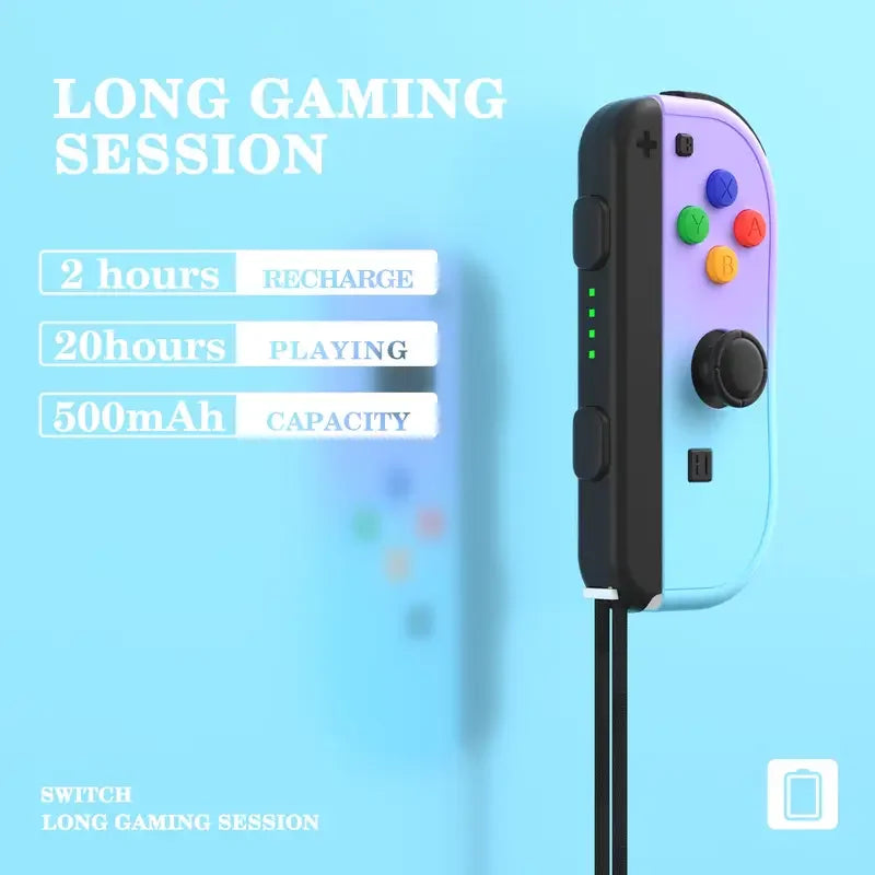 Mando inalámbrico Joy-Con de repuesto para Switch/Lite/OLED con detección de movimiento, doble vibración y eje giroscópico. Incluye agarre cómodo.