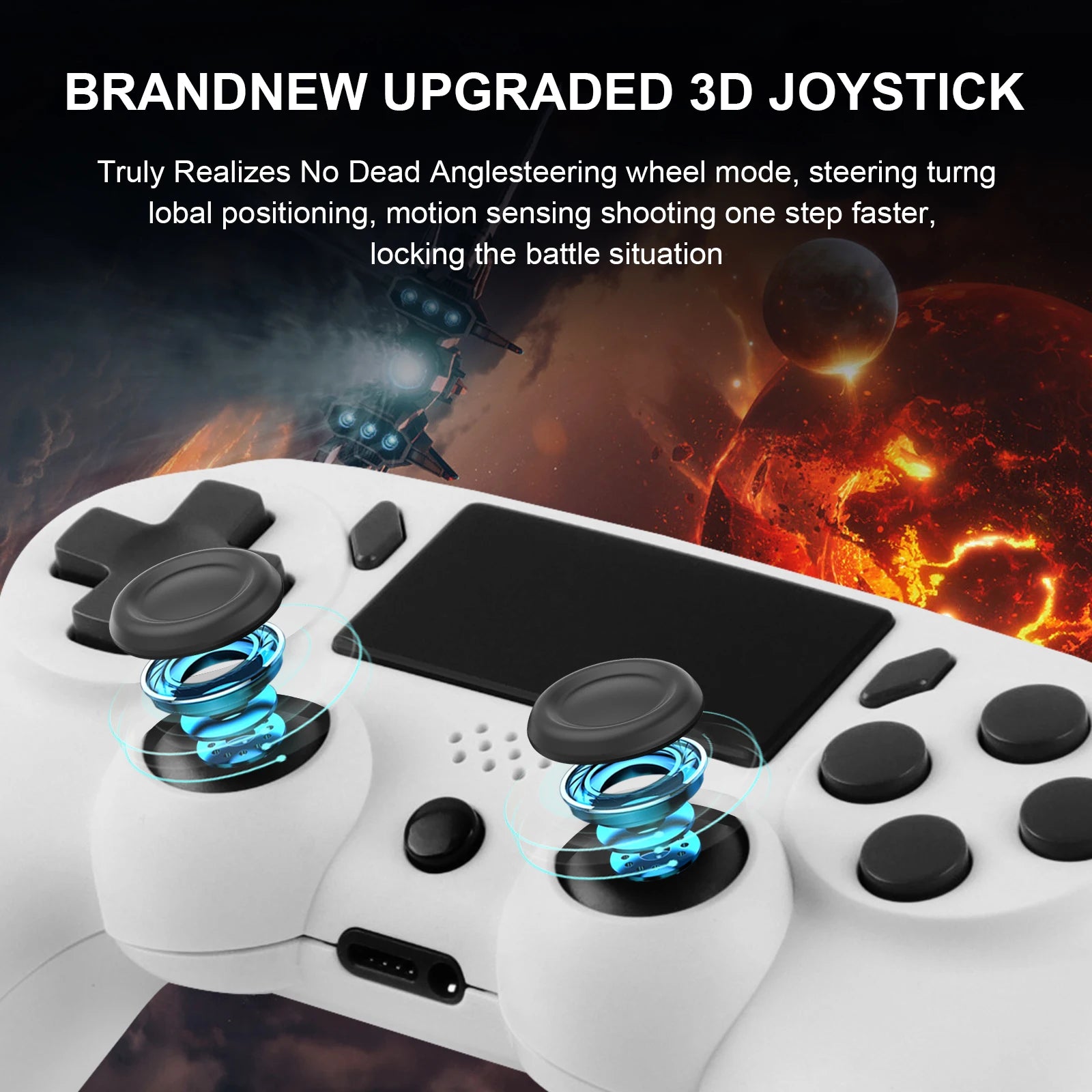 Gamepad inalámbrico GAMINJA con giroscopio de 6 ejes, joystick para PC, panel táctil, vibración Dual para PS4, PS3, PC, controlador multifunción