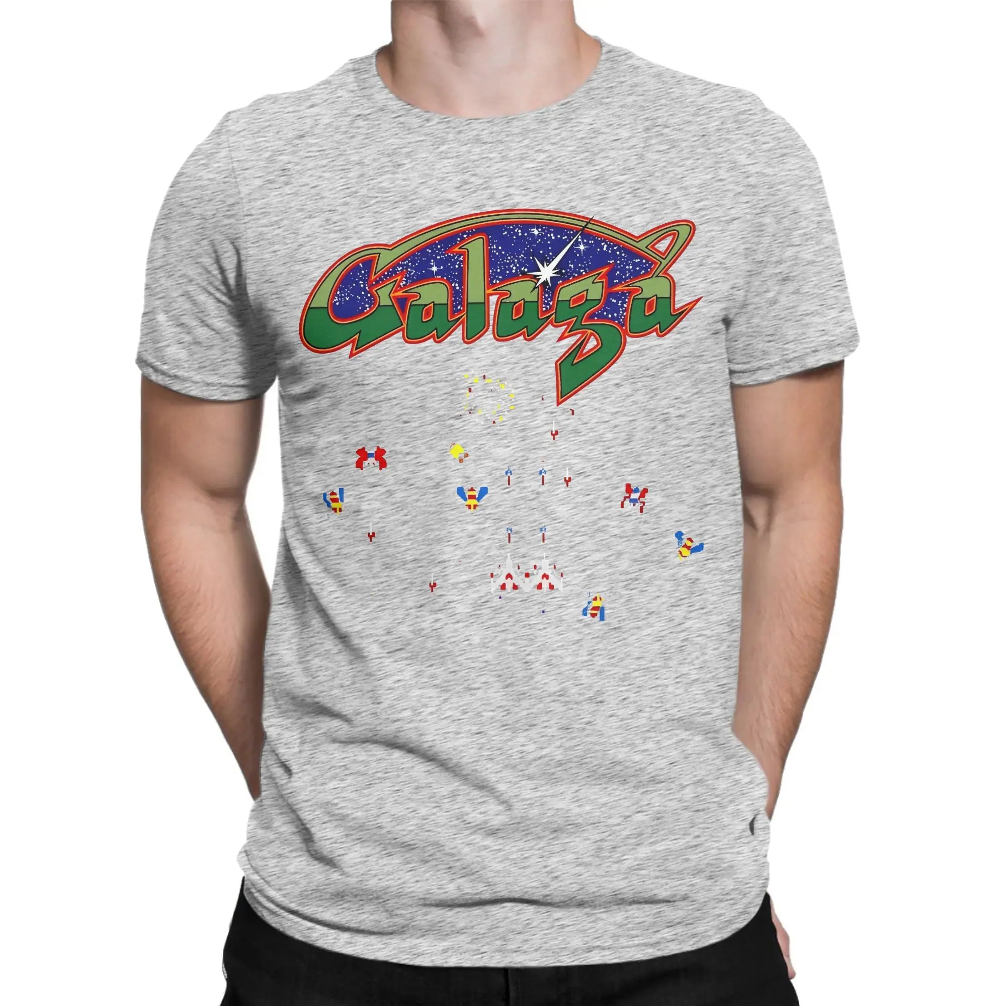 Camiseta Unisex de Algodón con Gráfico Impreso para Fans de los Videojuegos Arcada Galaga