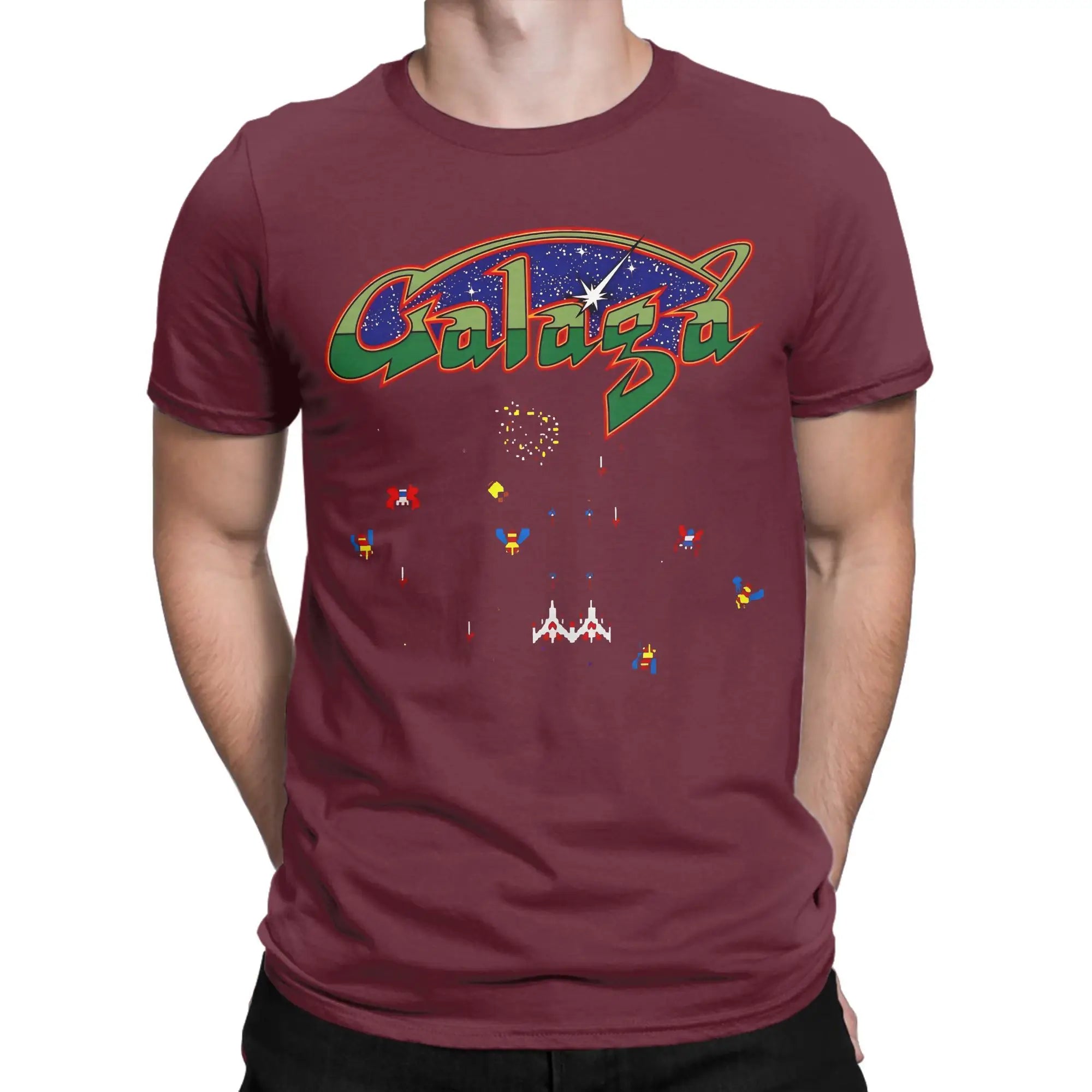 Camiseta Unisex de Algodón con Gráfico Impreso para Fans de los Videojuegos Arcada Galaga
