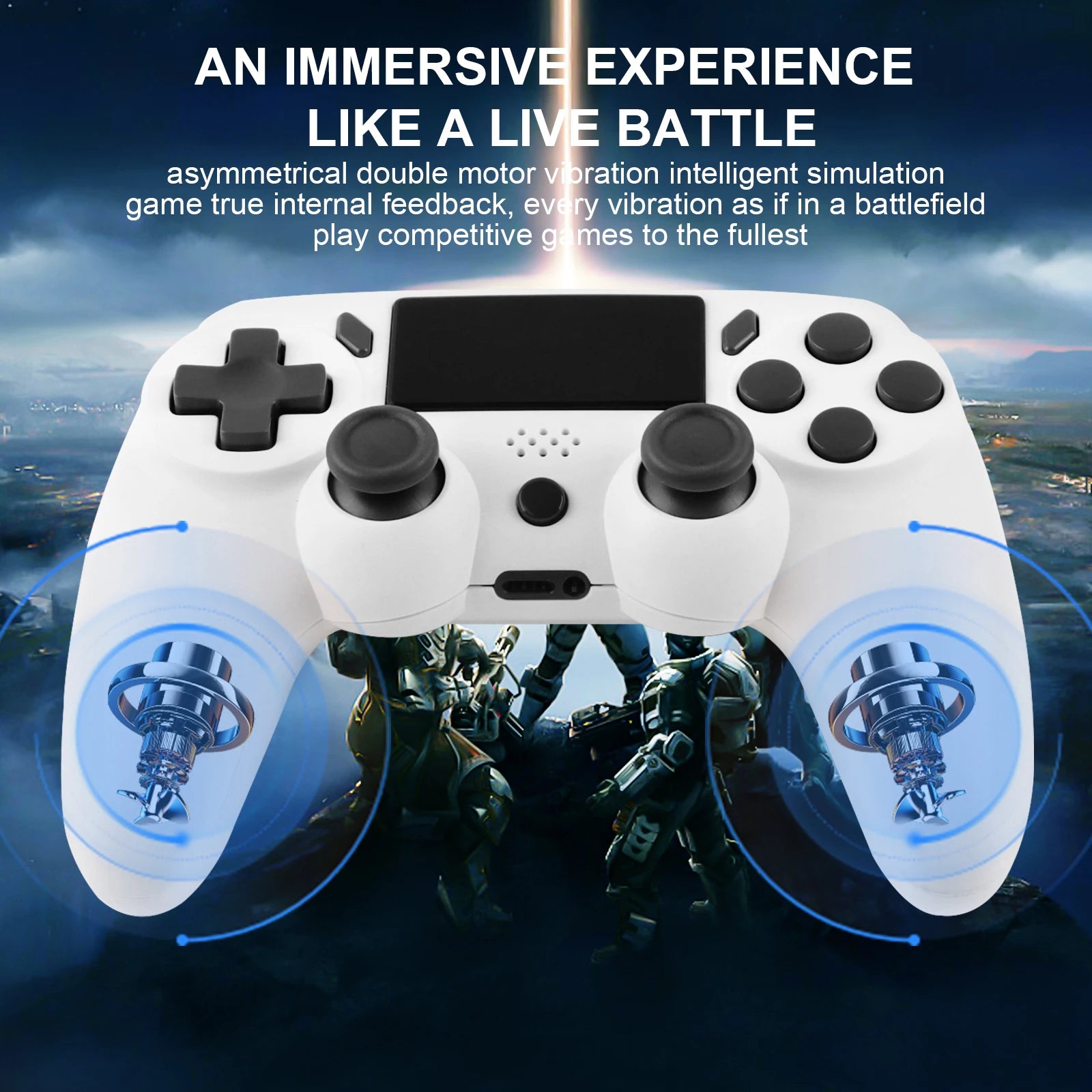 Gamepad inalámbrico GAMINJA con giroscopio de 6 ejes, joystick para PC, panel táctil, vibración Dual para PS4, PS3, PC, controlador multifunción