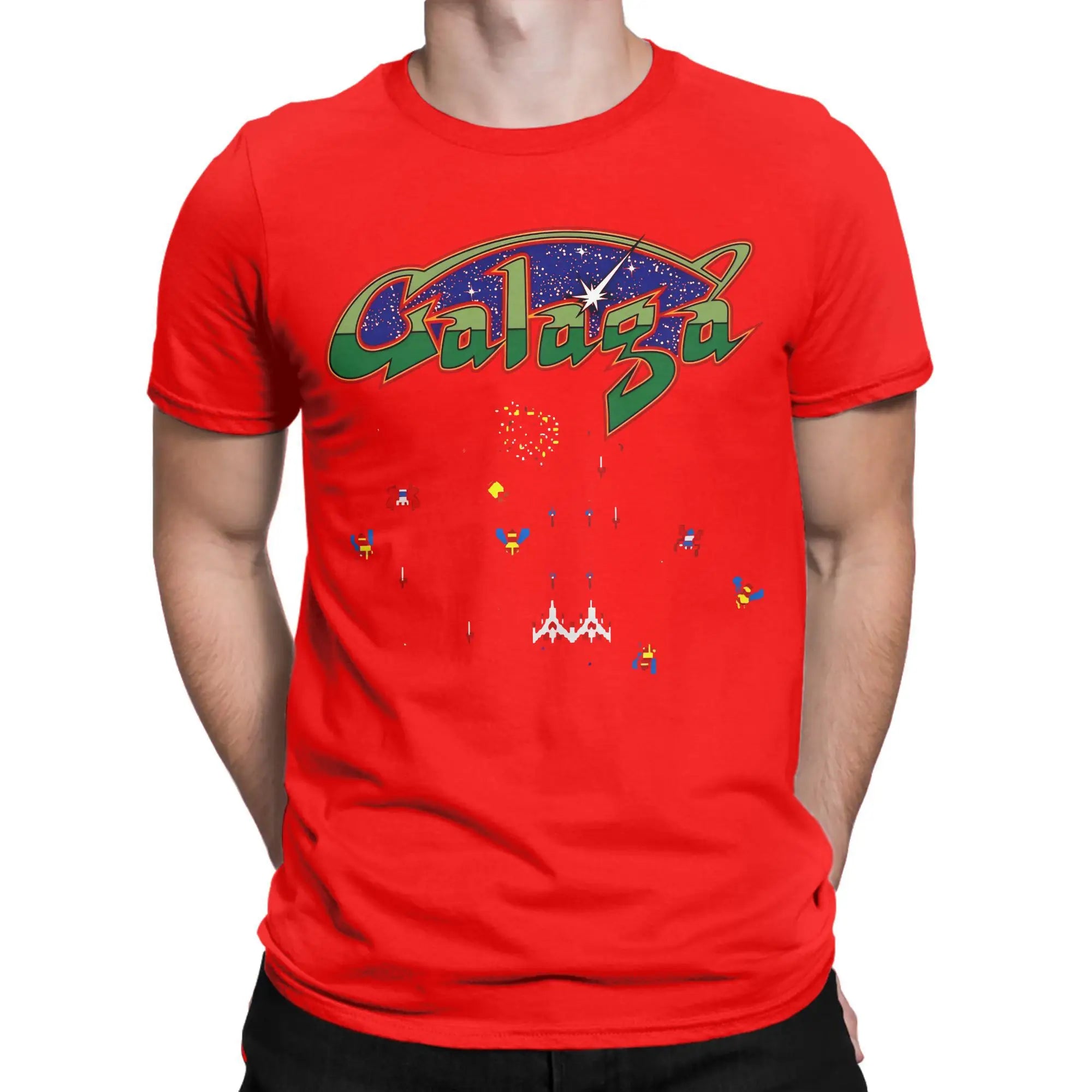 Camiseta Unisex de Algodón con Gráfico Impreso para Fans de los Videojuegos Arcada Galaga