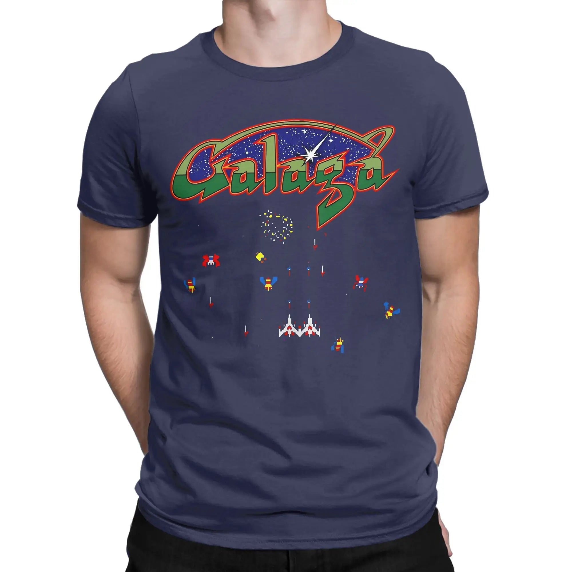 Camiseta Unisex de Algodón con Gráfico Impreso para Fans de los Videojuegos Arcada Galaga