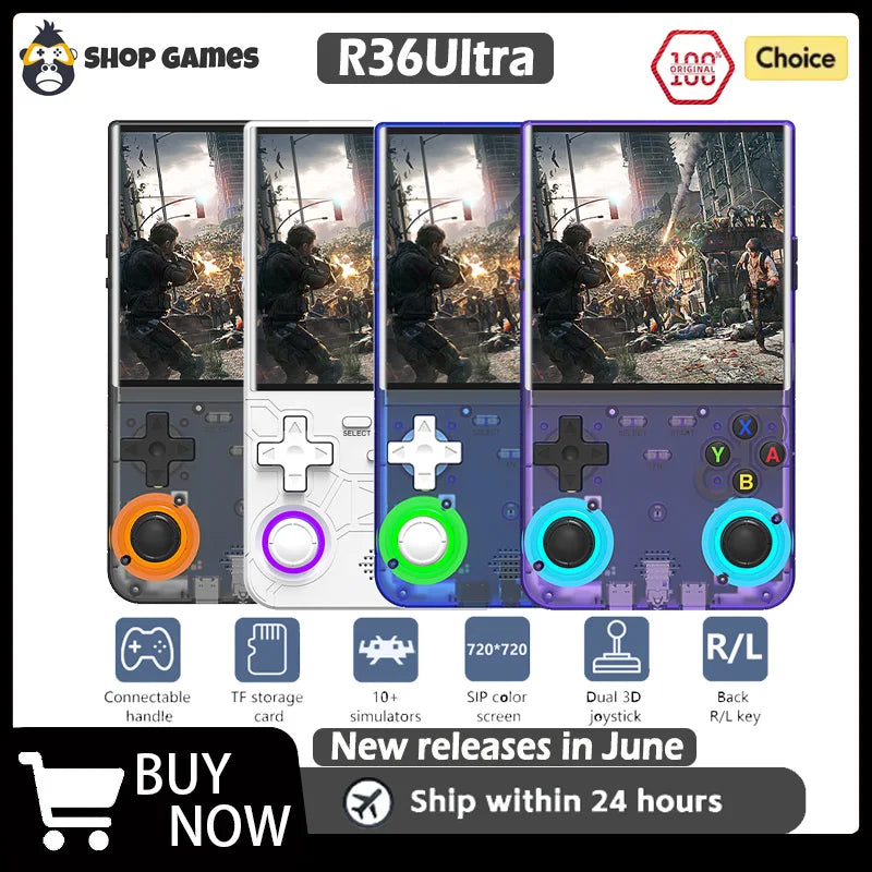 Consola de videojuegos portátil retro R36SUltra de código abierto con sistema Linux, pantalla IPS de 4,0 pulgadas, reproductor de vídeo de bolsillo portátil, regalo para niños