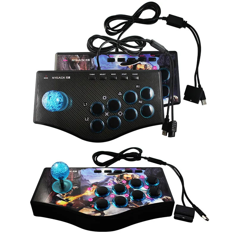 FULL-Retro Arcade Game Rocker Controller Usb Joystick For Ps2/Ps3/Pc/Android Smart Tv Built-In Vibrator Eight Direction Joystick